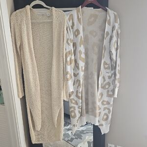 Beige and White Leopard Print Women's Sweaters